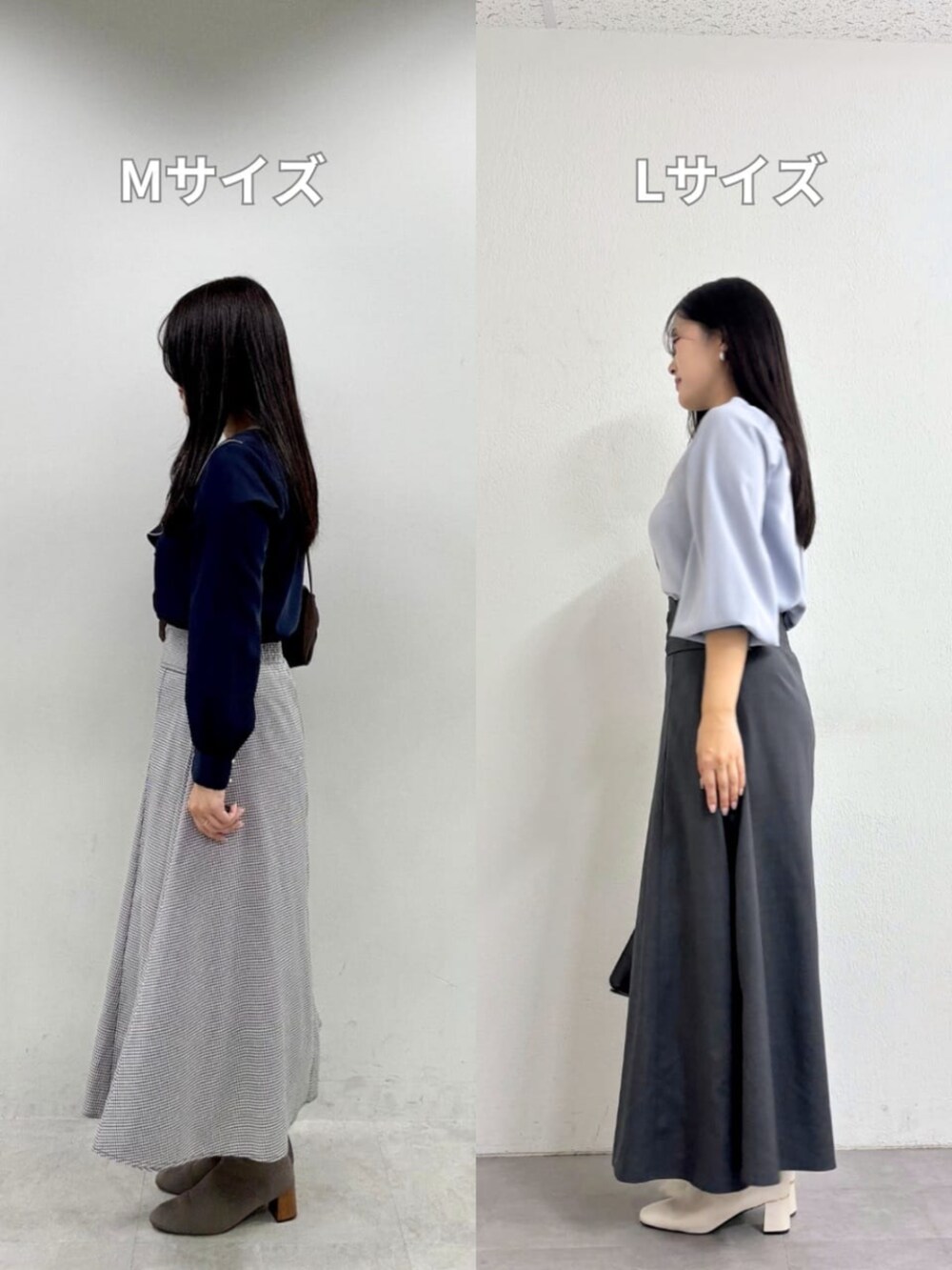 その他のスカート、ブルー系のシャツ/ブラウス、グレー系のスカートを着用したレディースの秋コーディネートの3枚目の写真