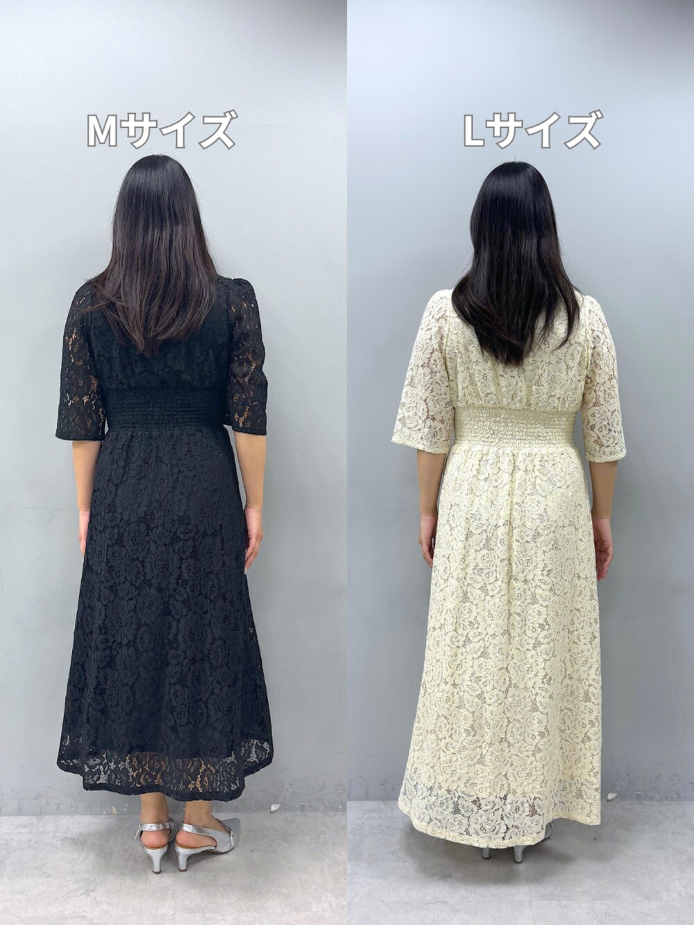 ブラック系のワンピース、ホワイト系のワンピースを着用したレディースの春コーディネートの3枚目の写真