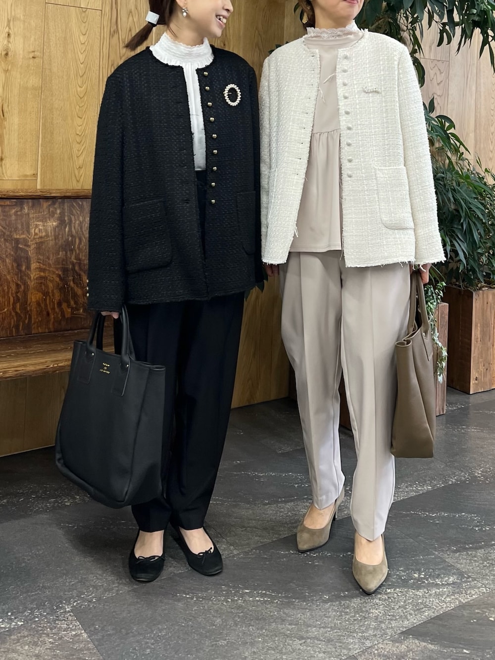 PUAL CE CIN ブラック ツイード　ノーカラージャケット　セレモニー リングツィードノーカラージャケット | PUAL CE CIN