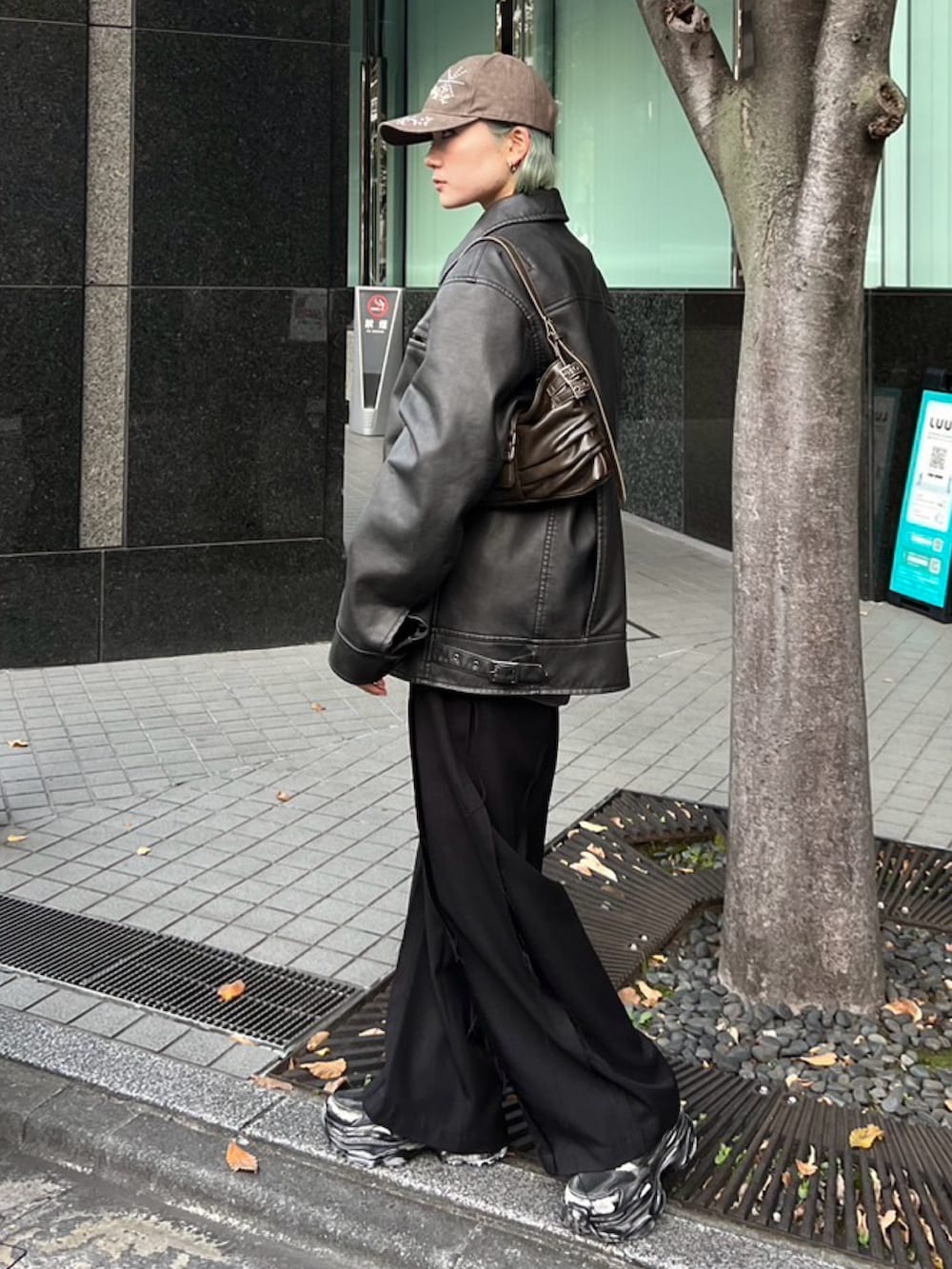 SLY ヴィンテージボクシー フェイクレザージャケット ブラック SLY