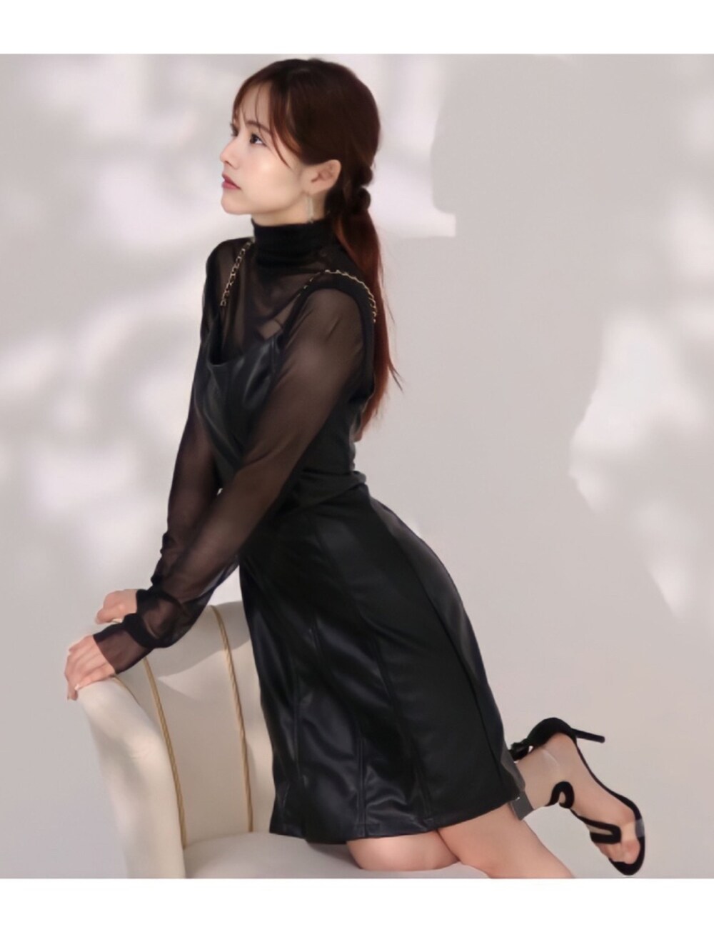 「ブラックコーデ、大人コーデ、ワンピース、shein」｜「SHEINのアイテム（ワンピース、ブラック系）」を使った、yuuuuu0513さん（レディース・155cm）の夏コーディネートの3枚目の写真