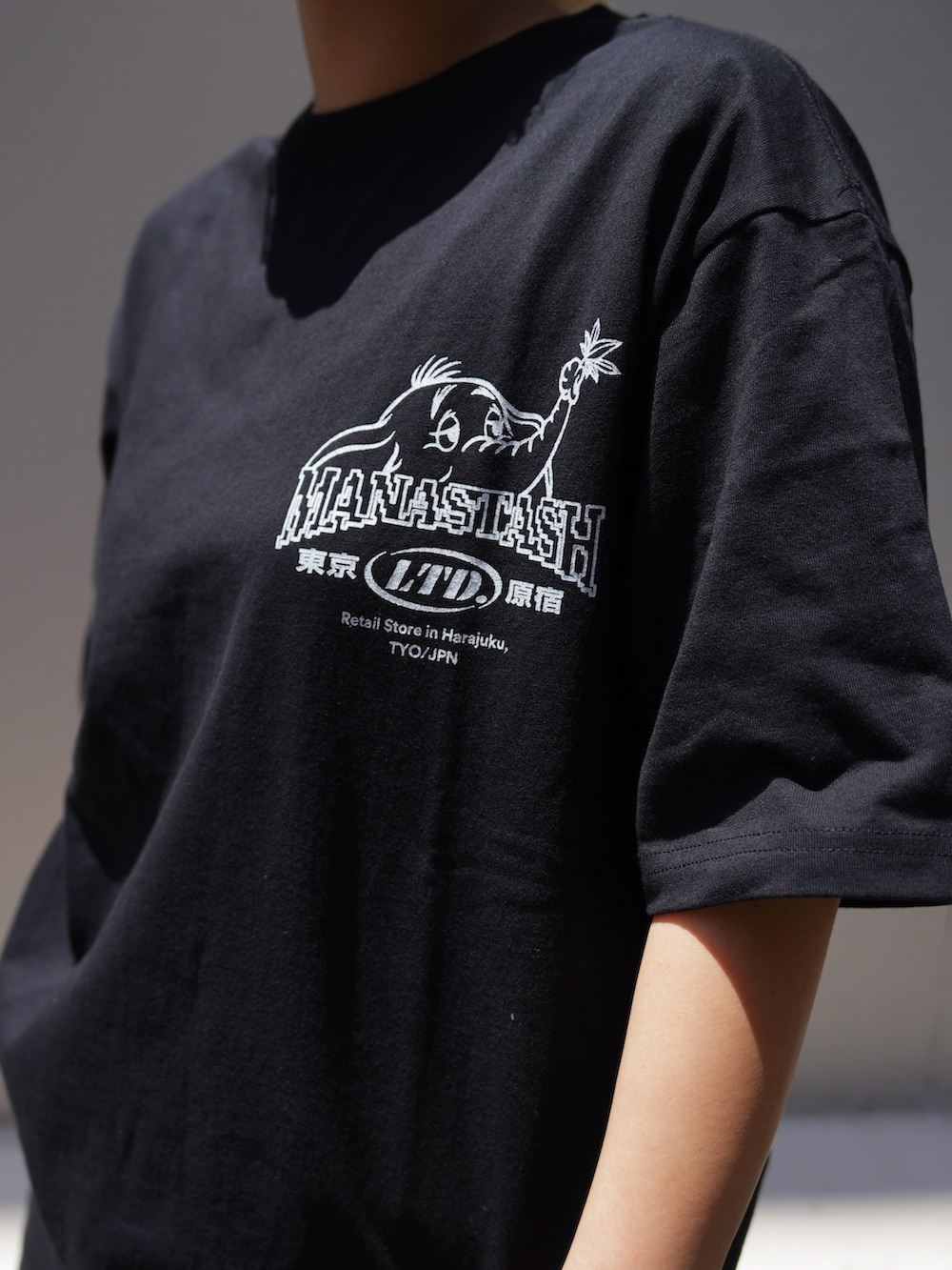 「アウトドアスタイル、Tシャツ、BEAVER、MANASTASH、ユニセックス、パンツスタイル、春コーデ、夏コーデ」｜「MANASTASHのMANASTASH/マナスタッシュ　FLEX CLIMBER WIDE LEG PANTS フレックスクライマーワイドレッグパンツ（チノパンツ、グレー系）」を使った、HANAさん（レディース・154cm）の春コーディネートの2枚目の写真