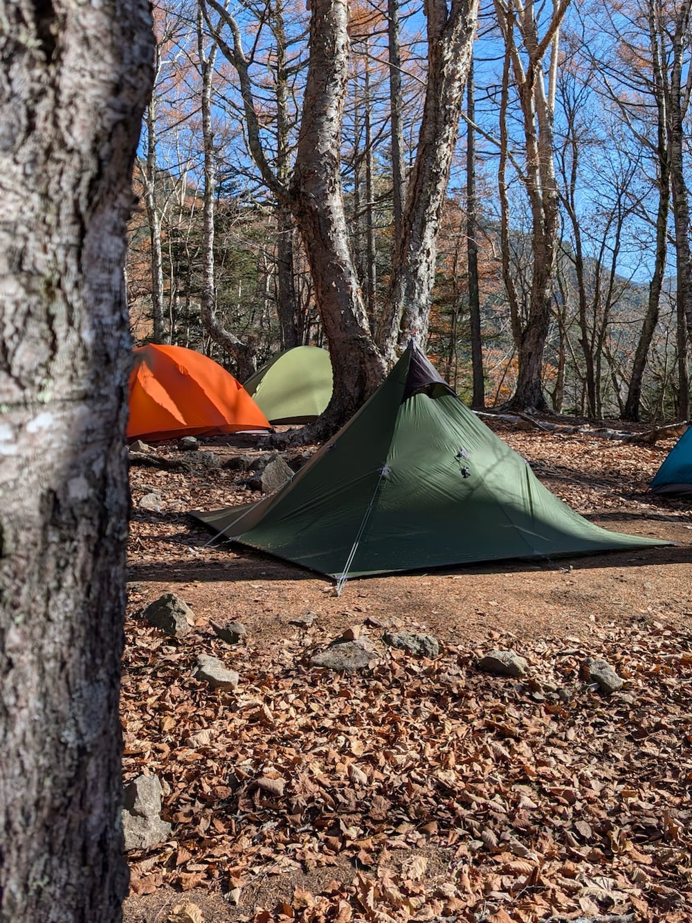 グレー系のマウンテンパーカー、ブルー系のパンツ、ホワイト系のバックパック/リュックを着用したメンズの秋コーディネートの3枚目の写真