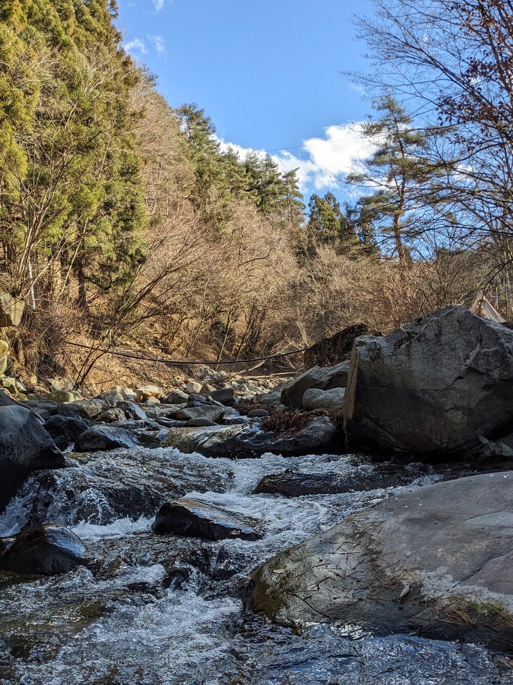 ブラウン系のダウンジャケット/コート、ベージュ系のチノパンツ、ベージュ系のブーツを着用したメンズの冬コーディネートの3枚目の写真