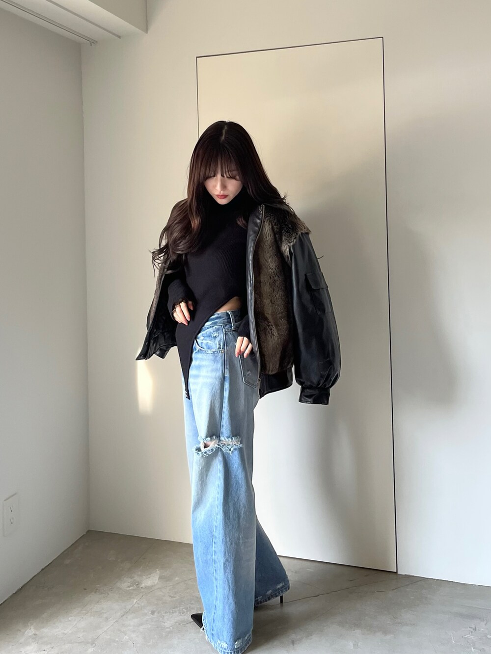 GRADATION F/FUR JK ファーコート ラグアジェム LAGUA GEM | POMPOM