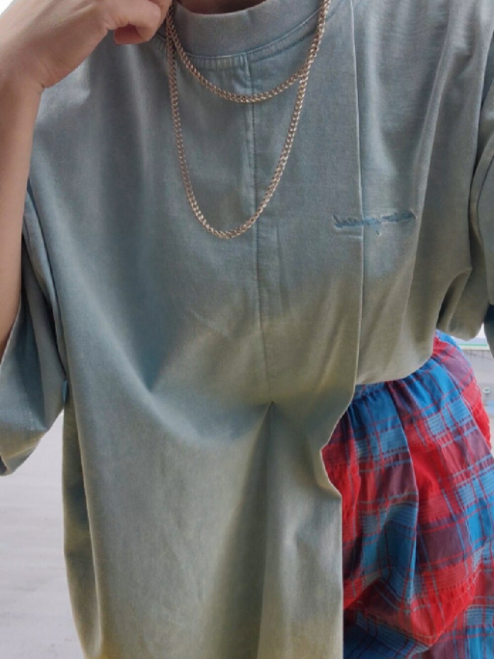 Front Tuck Chemical Bleach T-shirt/フロントタックケミカルブリーチT