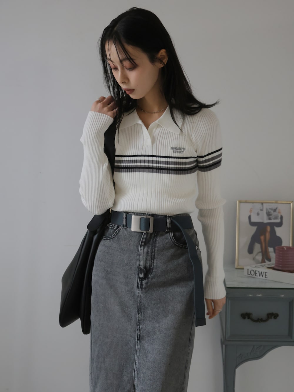 「大人ファッション、オトナカジュアル、大人カジュアルコーデ、トップス、ニットトップス、ポロニット、夏コーデ、夏コーデ、春コーデ、春、春夏コーデ、スポーティ」｜「Ulyssesの襟付きリブニットトップス（ニット/セーター、ブルー系）」を使った、Ulyssesさん（レディース・158cm）の春コーディネートの9枚目の写真