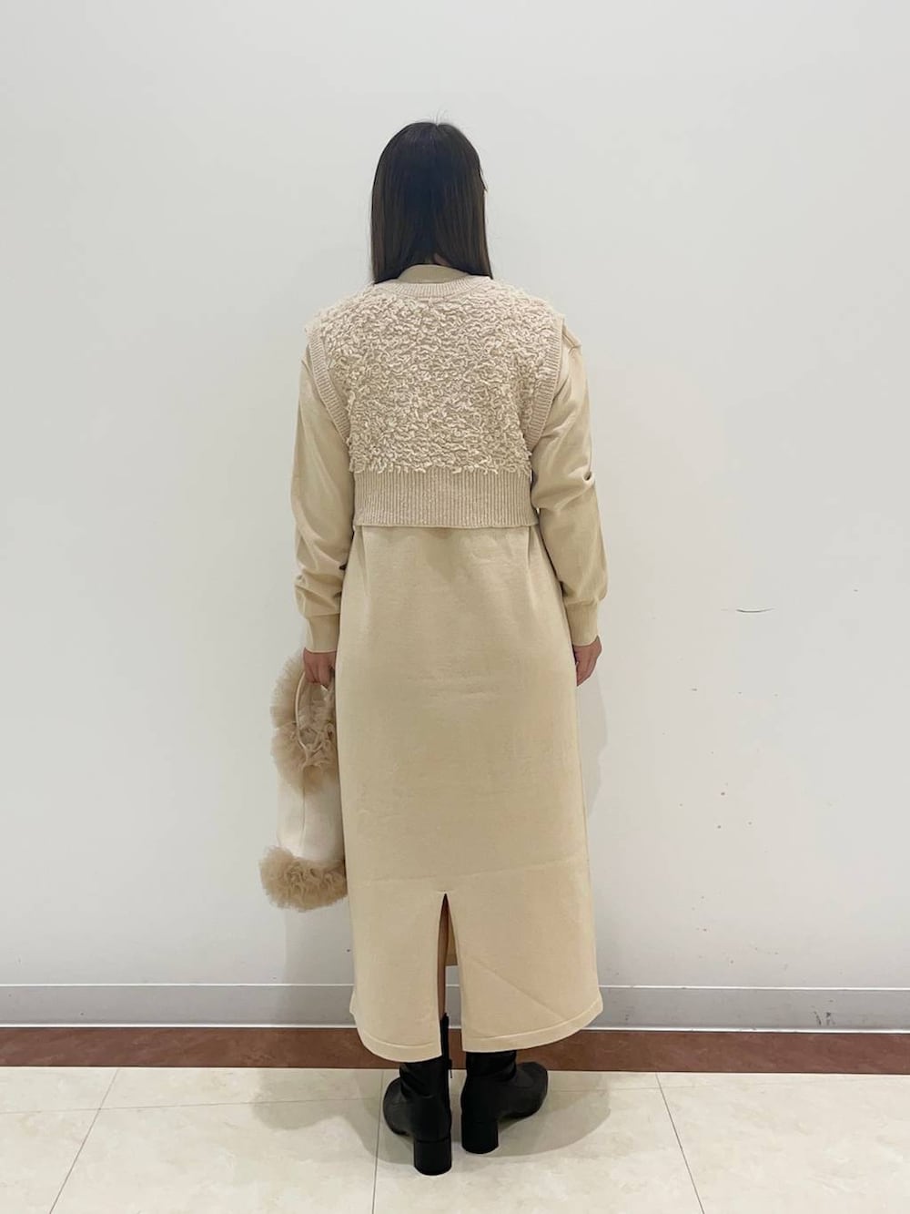 「ワンピース、女子ウケ、ニット、秋冬新作」｜「LOWRYS FARMのストレッチヒールブーツ　140507（ブーツ、ブラック系）」を使った、hono0427さん（レディース・151cm）の秋コーディネートの3枚目の写真