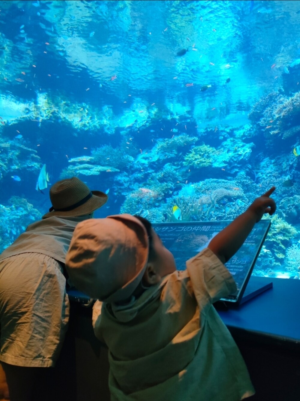 ベージュ系のシャツ/ブラウス、ベージュ系のパンツ、ブラウン系のハットを着用したキッズの夏コーディネートの3枚目の写真