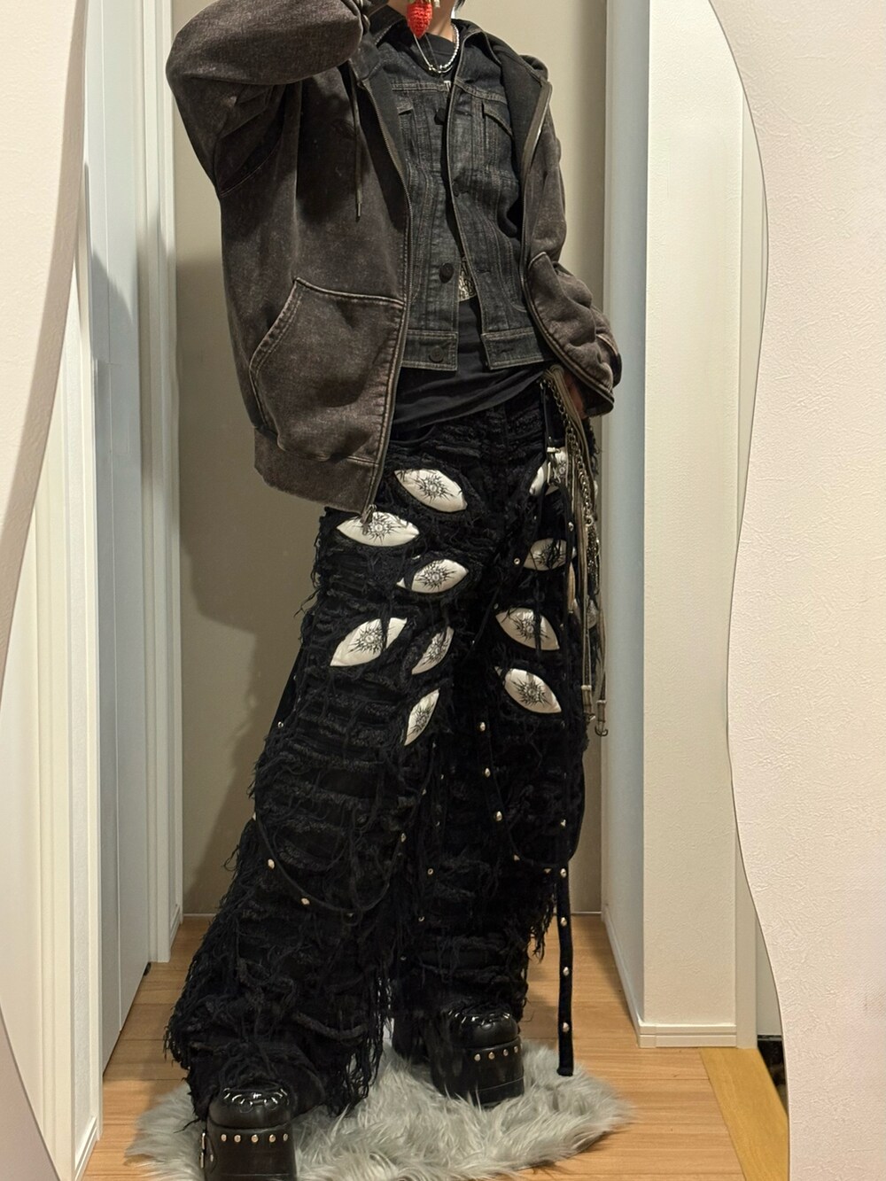 UNIZ】White Eyes Pants / 【ユニズ】ホワイトアイズダメージワイド