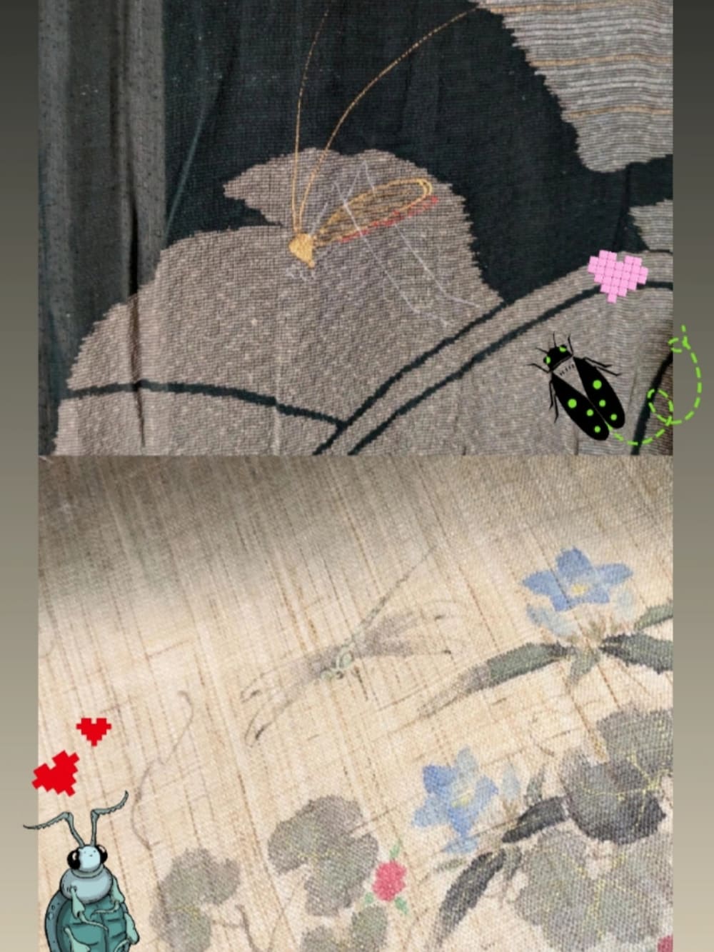 グレー系の着物、ベージュ系の着物を着用したレディースの夏コーディネートの3枚目の写真