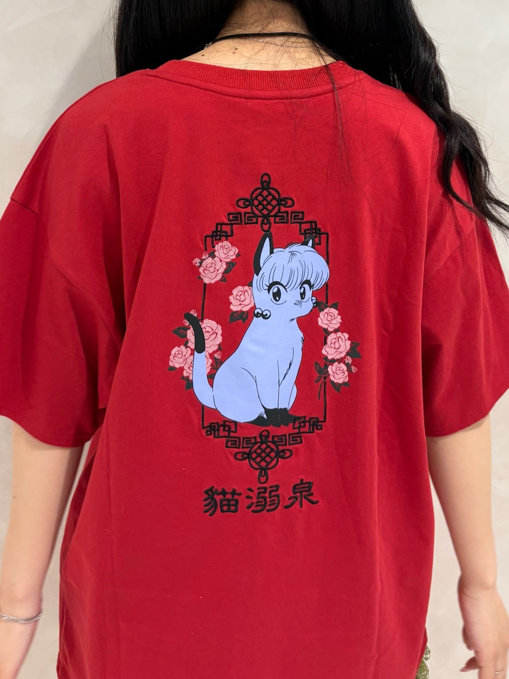 「らんま、らんま1/2、赤、カーキ、カーキパンツ、ショートパンツ、フリル、レース、レースパンツ、Tシャツ、ビッグシルエット、ビッグT」｜「jouetieの【TVアニメ『らんま1/2』jouetie】チャイナグラフィックTシャツ（Tシャツ/カットソー、レッド系）」を使った、NANAさん（骨格ウェーブ・レディース・162cm）の夏コーディネートの5枚目の写真