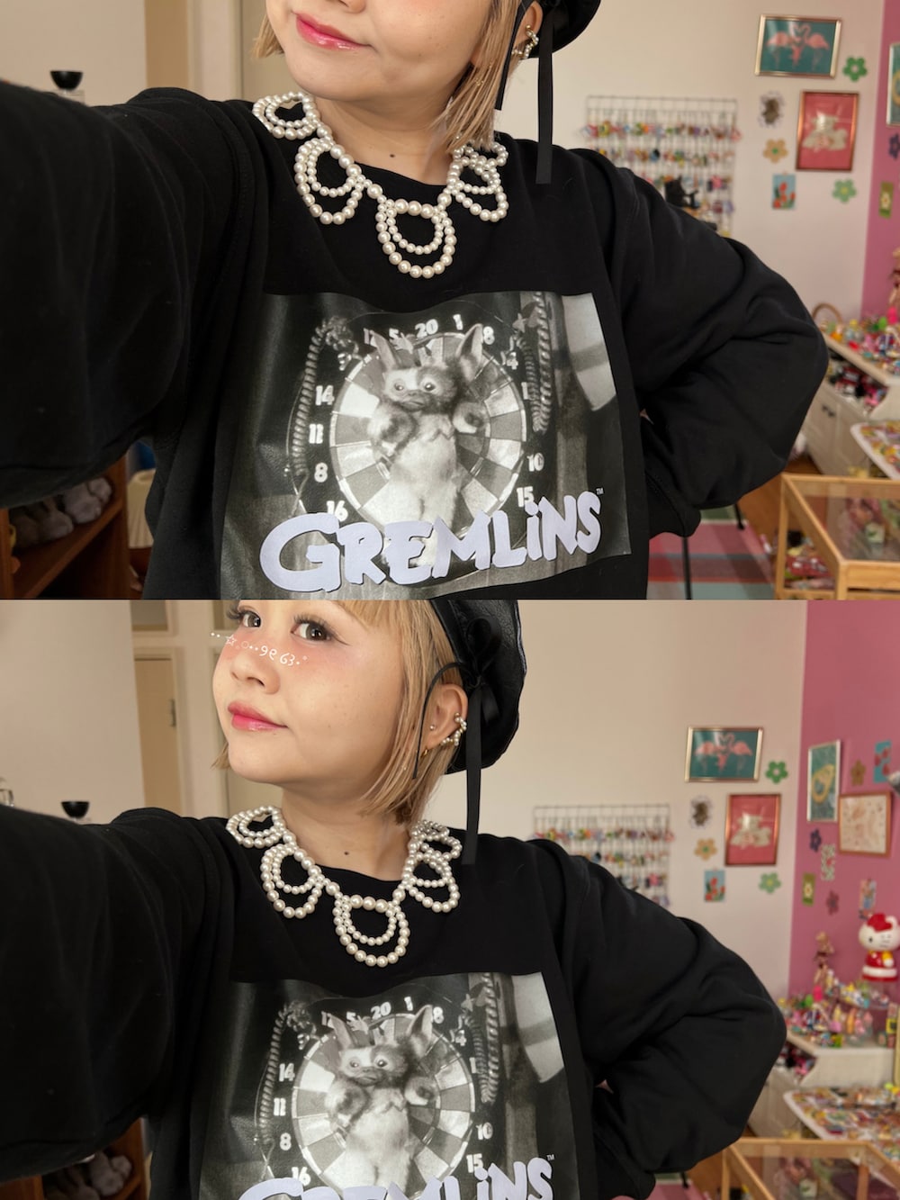 ブラック系のスウェット、ホワイト系のトートバッグ、その他のその他を着用したレディースの秋コーディネートの2枚目の写真