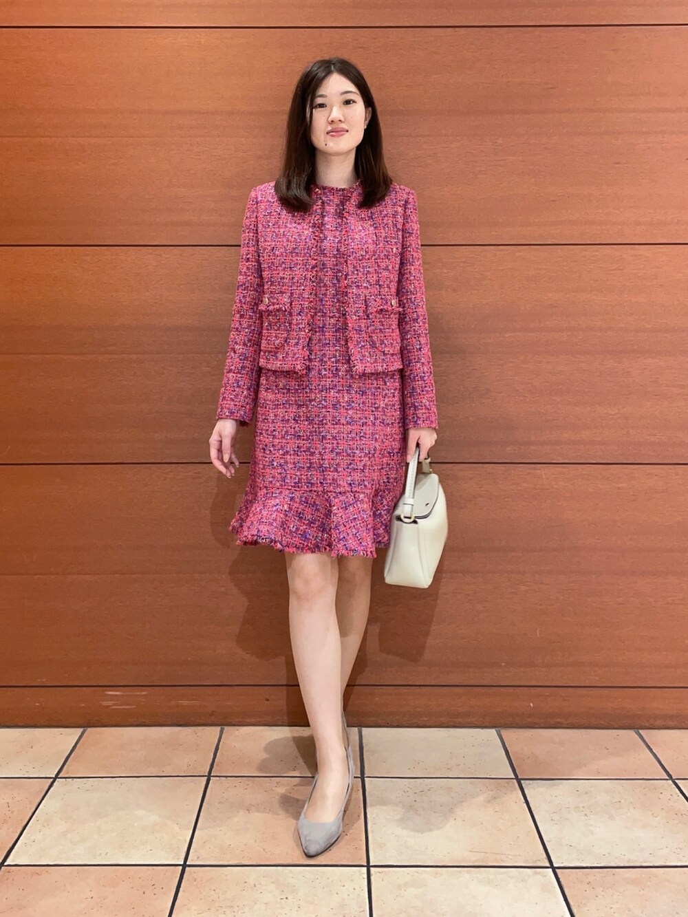 ネオンツイード ノーカラージャケット