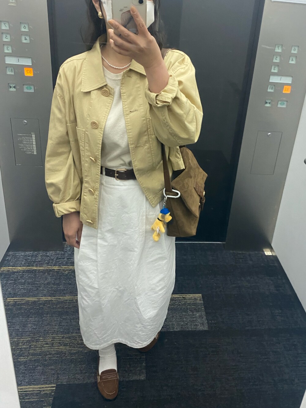 「韓国ファッション、韓国、ユニクロ、プチプラ」｜「UNIQLOのアイテム（ミリタリージャケット、イエロー系）」を使った、fullmoonさん（レディース・157cm）の春コーディネートの3枚目の写真
