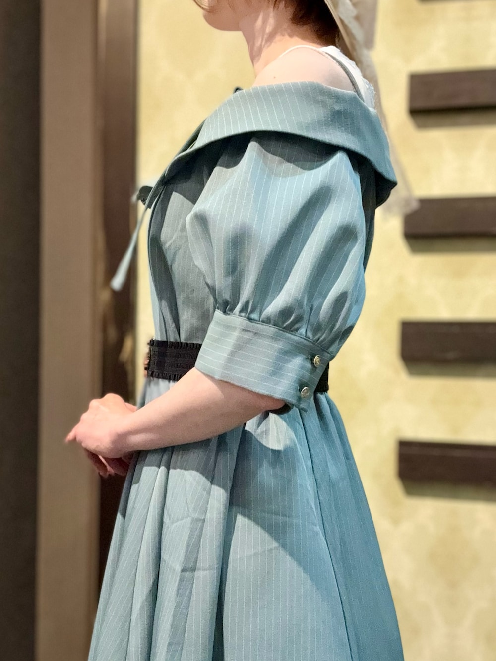 「サンダル、やっぱり帽子が好き、お出かけコーデ、リボン、デートコーデ、ワンピース、きれいめカジュアル、レイヤードスタイル、axes femme、カタログ掲載アイテム_axes femme、おでかけコーデ、初夏コーデ、大人かわいい、大人女子、大人可愛い」|「axes femmeのレースリボンフリルカンカン帽(ハット、ホワイト系)」を使った、ハナミズキさん(レディース・158cm)の春コーディネートの6枚目の写真