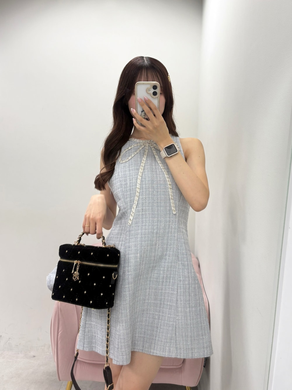 Twinkle collection】ビジューリボンミニワンピースを使った人気