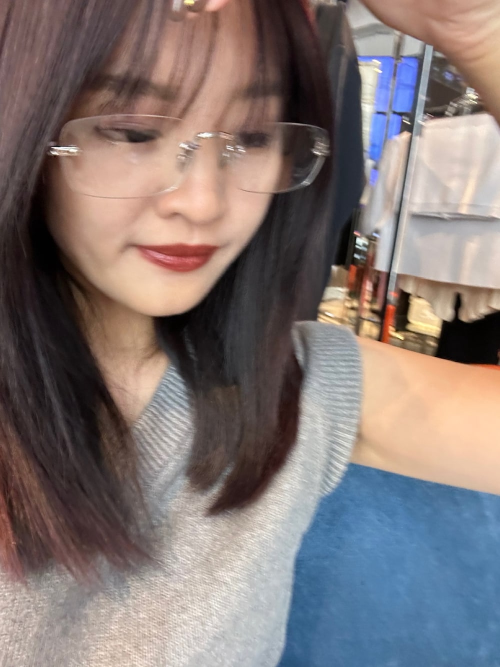 「サングラス、今日のコーデ、きれいめコーディネート、おでかけ服、低身長女子、レディースファッション、オトナカジュアル、リムレス、リムレスメガネ、ルイス(Lui's)、メガネ、めがね、メガネ女子、シルバー、シルバーアクセサリー」｜「Lui'sのリムレスメガネ（サングラス、シルバー系）」を使った、mayさん（レディース・164cm）の夏コーディネートの2枚目の写真