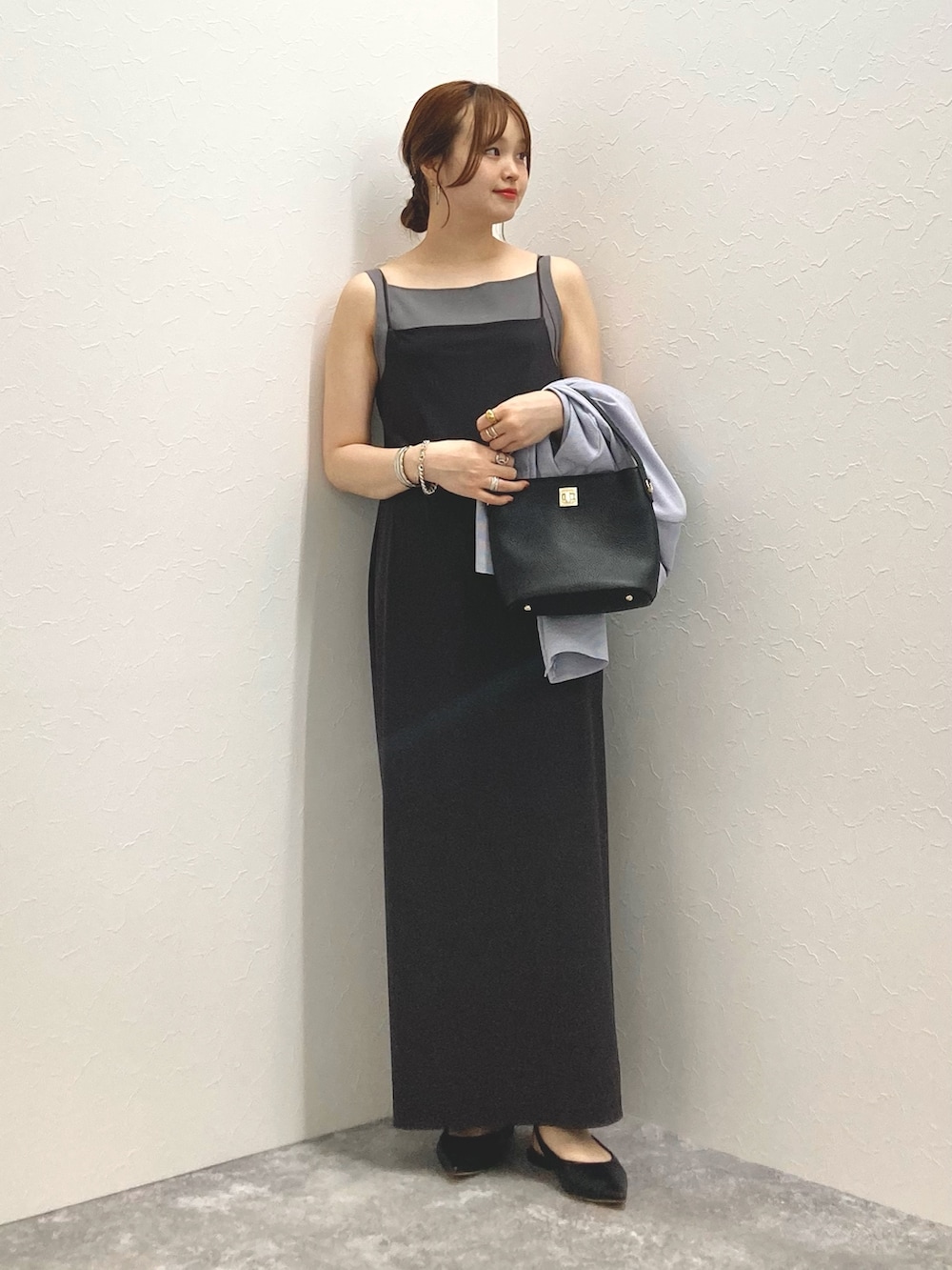 「ポインテッドトゥ、ショートジャケット、低身長、キャミワンピ、低身長コーデ、152cm、サッカージャケット、150cm台コーデ」｜「NOLLEY’Sの《セットアップ対応》ウォッシャブルサッカーストライプショートジャケット（テーラードジャケット、ブルー系）」を使った、nol murakamiさん（レディース・152cm）の夏コーディネートの8枚目の写真