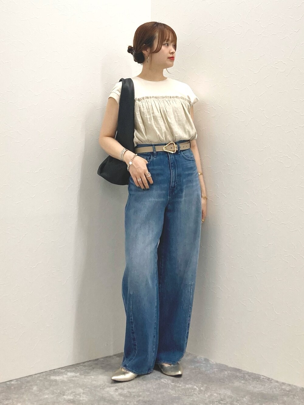 「NOLLEY’Sの割繊コンビプルオーバーカットソー（Tシャツ/カットソー、ベージュ系）」を使った、nol murakamiさん（レディース・152cm）の夏コーディネートの5枚目の写真