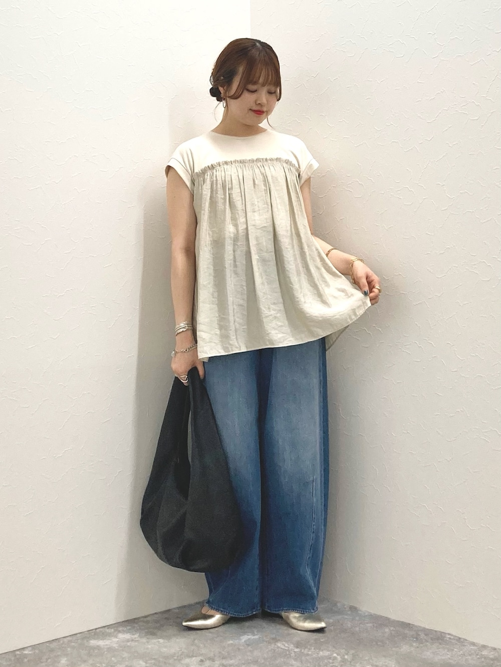 「NOLLEY’Sの割繊コンビプルオーバーカットソー（Tシャツ/カットソー、ベージュ系）」を使った、nol murakamiさん（レディース・152cm）の夏コーディネートの7枚目の写真
