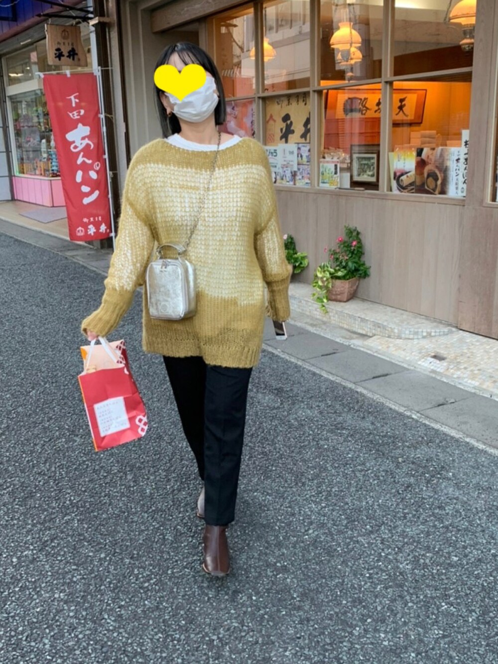 「秋のコーデ、秋ルック紹介するよ、低身長、低身長コーデ、モヘアニット、グリーンニット、秋」｜「TODAYFULのモヘアロウゲージニット（ニット/セーター、グリーン系）」を使った、まーむちゃんさん（レディース・155cm）の秋コーディネートの2枚目の写真