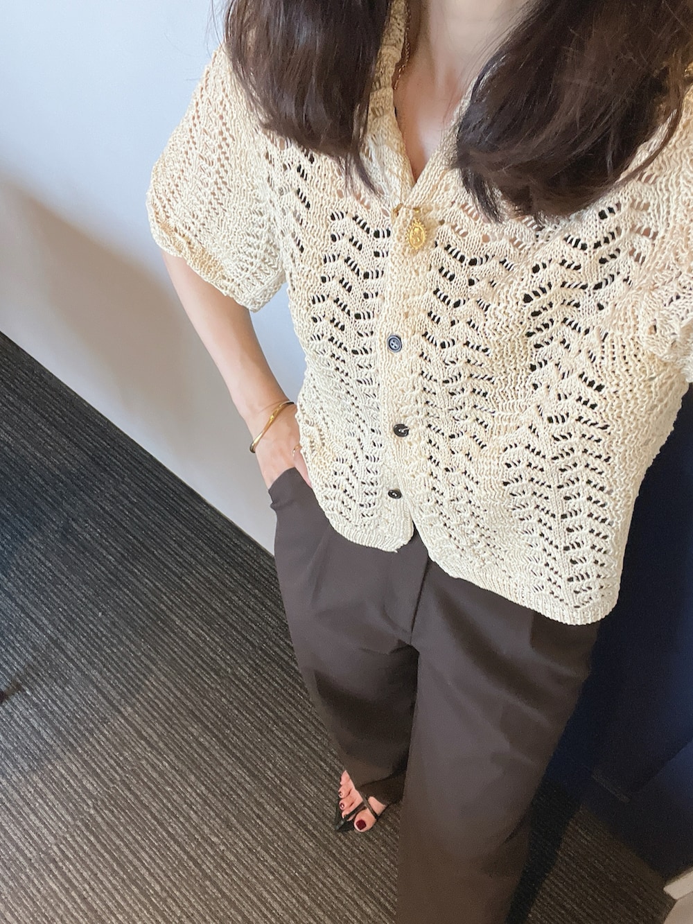 TODAYFUL/トゥデイフル】Lace Knit Shirts/レースニットシャツを使った