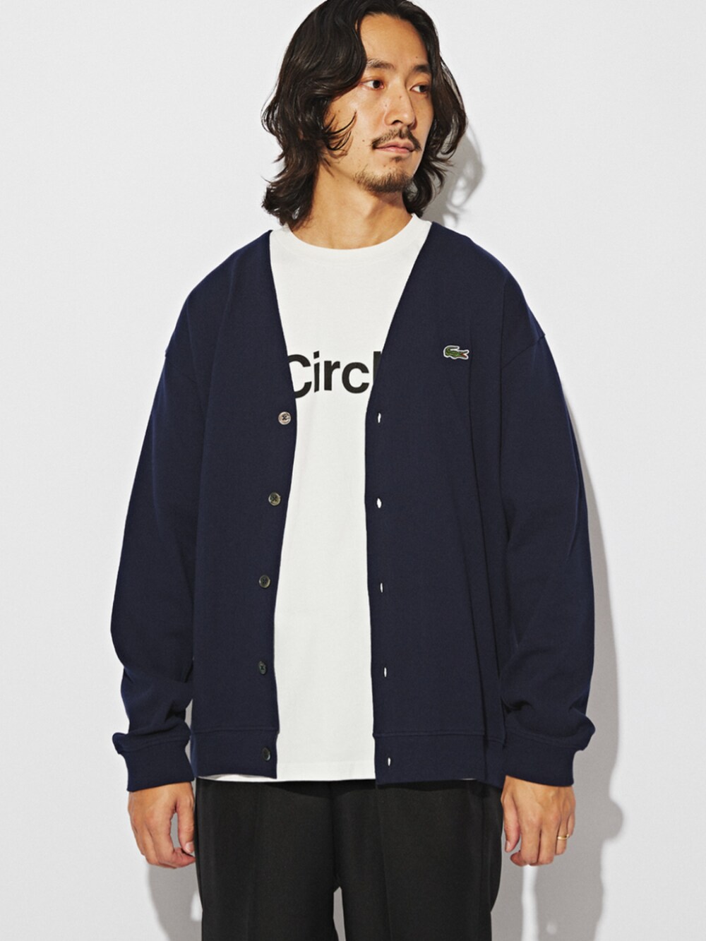 LACOSTE × JOURNAL STANDARD / 別注 鹿の子 Vネックカーディガンを使っ