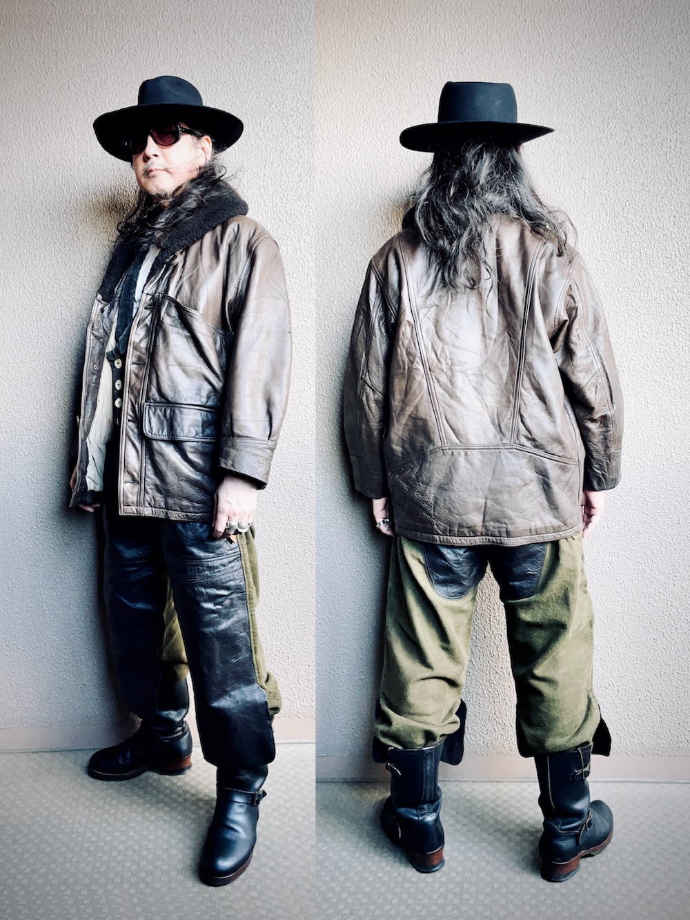 ブラウン系のその他アウター、グリーン系のその他パンツ、ブラック系のスーツベストを着用したメンズの秋コーディネートの3枚目の写真