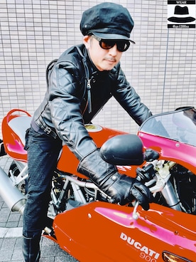 REDMOONのライダースジャケットを使った人気ファッション