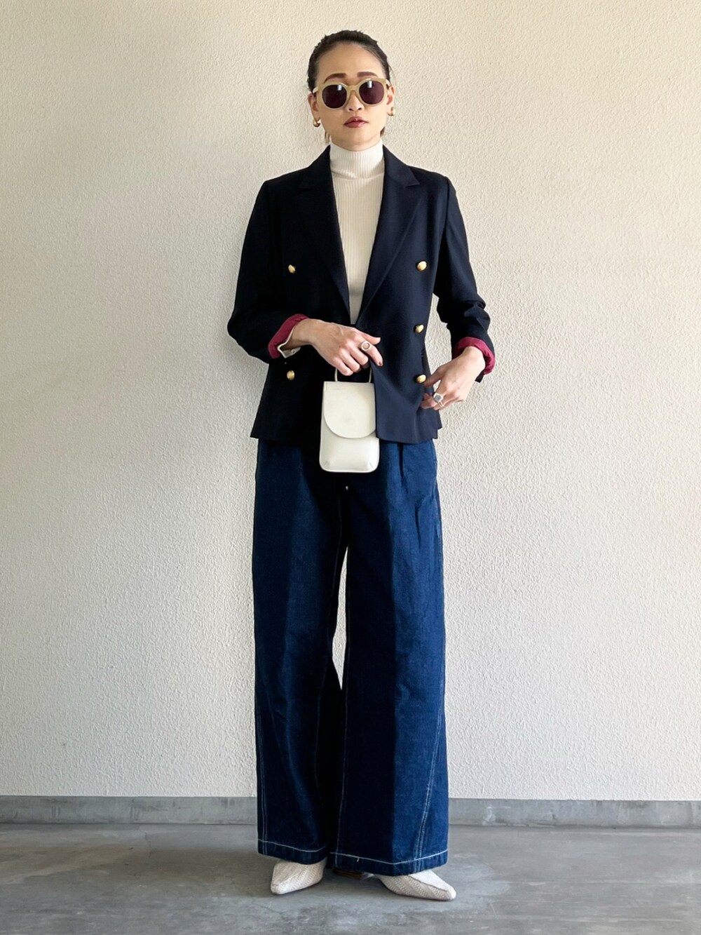 エマテイラー　ネイビー ダブルショートジャケット エマテイラーネイビー ダブルショートジャケット