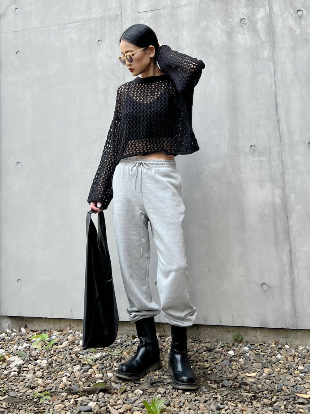 MM6 Maison Margiela ロンT M黒/白 レイヤードスタイル MM6 Maison Margiela ロンT M黒/白 レイヤードスタイル（Yukie