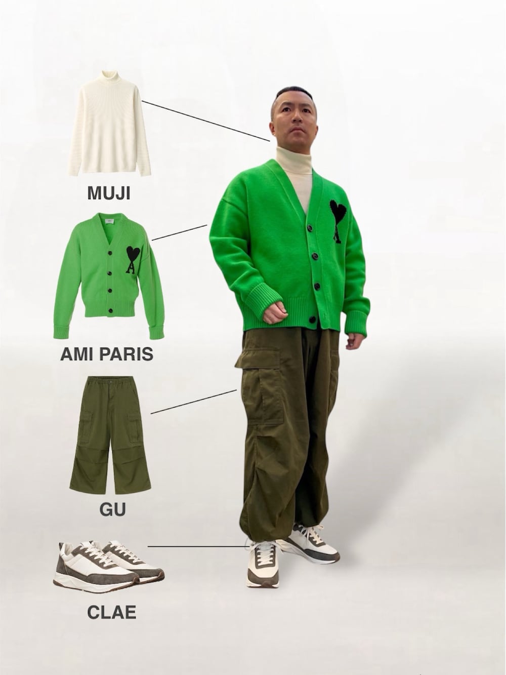 カーディガン/ボレロを使った「amiparis」のメンズ人気ファッション