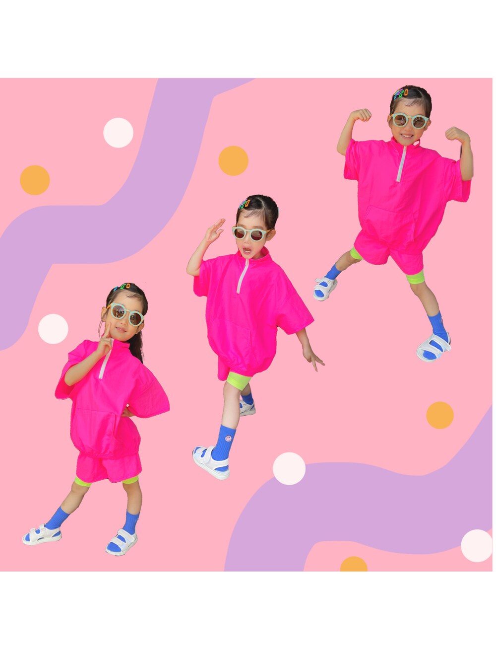 ホワイト系のサンダルを着用したキッズの春コーディネートの2枚目の写真