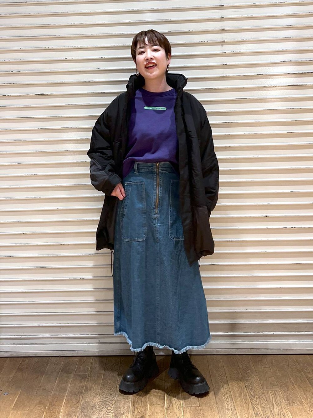 「バッグ、きれいめ、トラッド、カジュアル、休日コーデ、デート/ロマンティック、女子会、旅行、niko and ...、ブルゾン、ブーツ、JEANASIS」｜「niko and...の【ALLIED(アライド)】モンスターブルゾン（ブルゾン、その他）」を使った、　くまななさん（レディース・163cm）の冬コーディネートの4枚目の写真