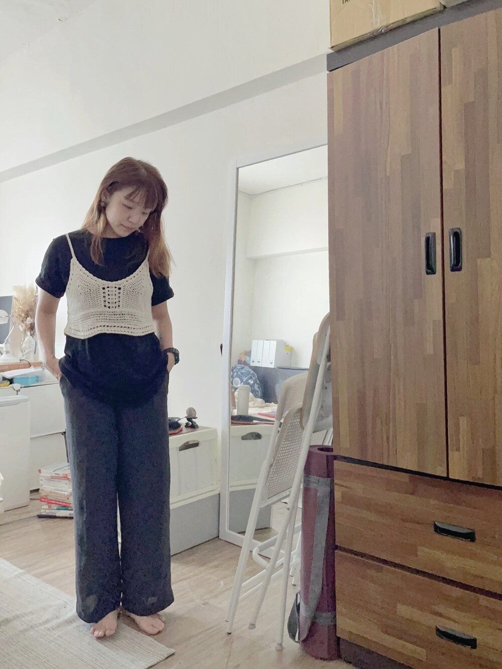 「夏コーデ」｜「no brandのアイテム（その他トップス、ベージュ系）」を使った、迷Mir /。daily stylさん（レディース・162cm）の夏コーディネートの2枚目の写真
