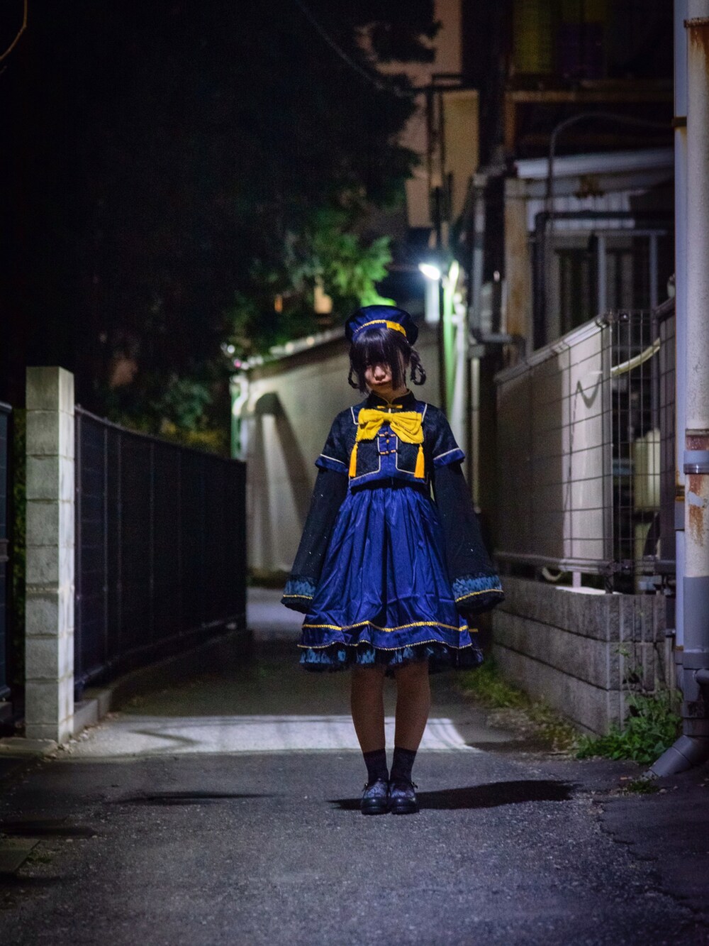 「wearhalloween2021、ハロウィン、コスプレ、キョンシー、中華、Brightlele、Epetice、靴下屋、夢展望」｜「Epeticeのアイテム（ワンピース/ドレス、ブルー系）」を使った、ⁿさん（レディース・157cm）の秋コーディネートの2枚目の写真