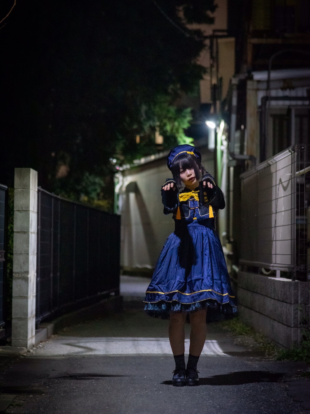 「wearhalloween2021、ハロウィン、コスプレ、キョンシー、中華、Brightlele、Epetice、靴下屋、夢展望」｜「Epeticeのアイテム（ワンピース/ドレス、ブルー系）」を使った、ⁿさん（レディース・157cm）の秋コーディネートの3枚目の写真