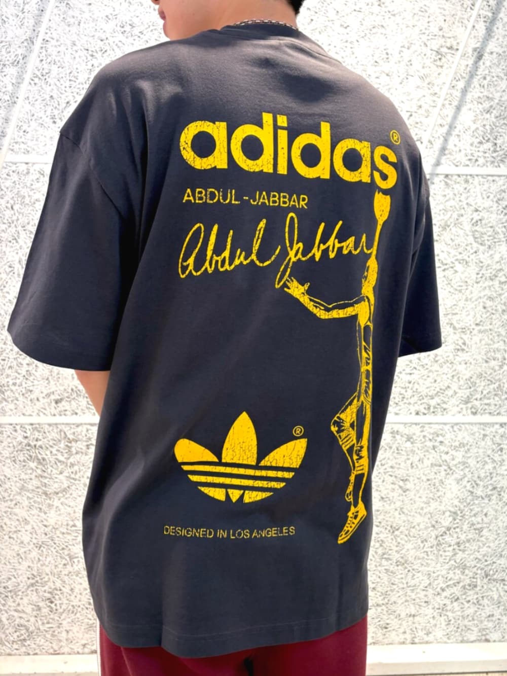 「adidas、adidas originals、アディダス、アディダスオリジナルス、スニーカー、トラックパンツ、Tシャツ」｜「adidasのカリーム スカイフック 半袖Tシャツ / アディダスオリジナルス adidas Originals（Tシャツ/カットソー、グレー系）」を使った、IKさん（メンズ・172cm）の夏コーディネートの4枚目の写真