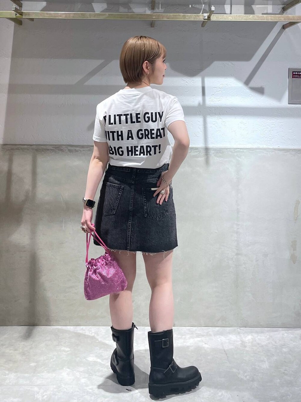 「LOWRYS FARM、ローリーズスタイル_LOWRYS FARM」｜「LOWRYS FARMのエンジニアブーツ　133008（ブーツ、ブラック系）」を使った、Minaさん（レディース・153cm）の夏コーディネートの2枚目の写真