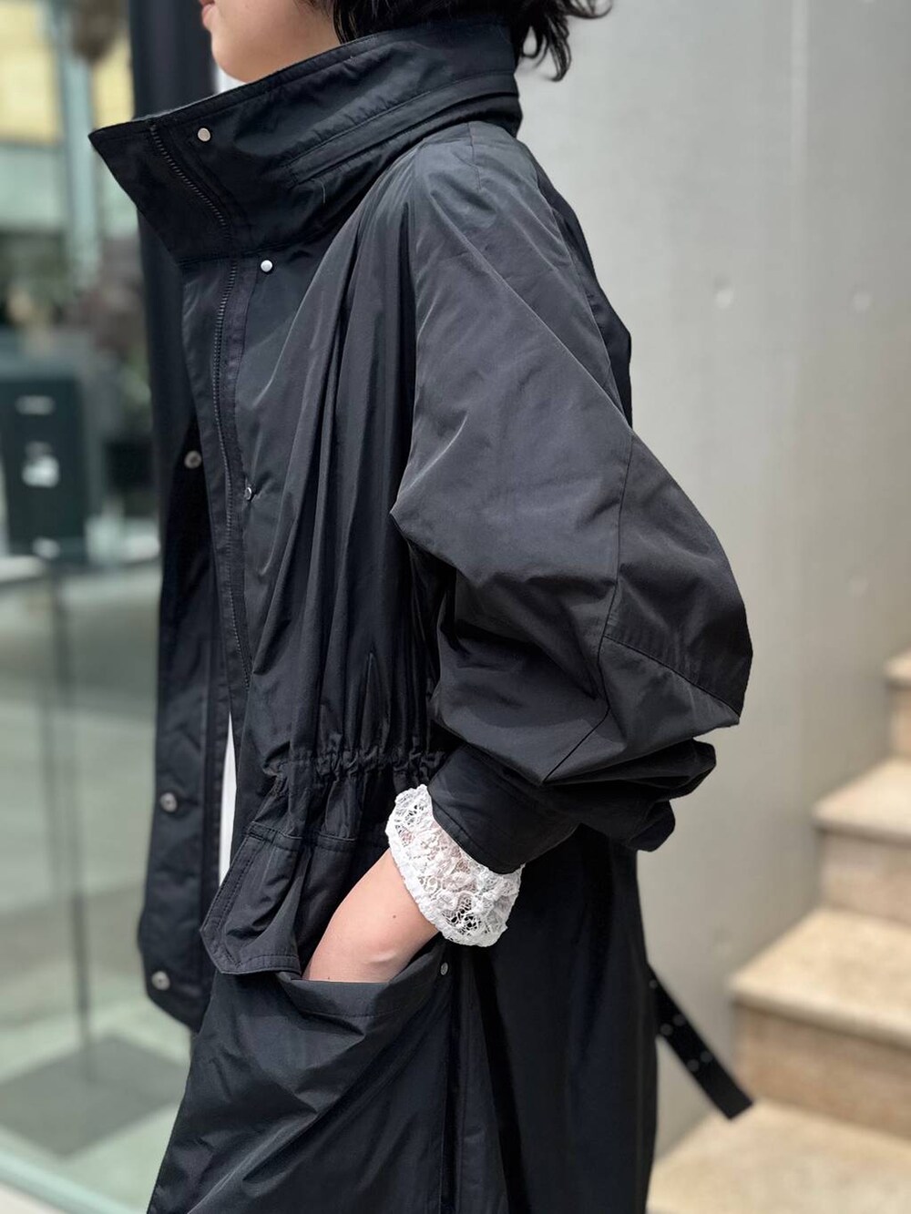 「コート、ワンピース、インナー、きれいめ、きれいめカジュアル、Chaos、新作」｜「ChaosのChaos(カオス)/グラスレースプルオーバー（Tシャツ/カットソー、ホワイト系）」を使った、chaos _eriさん（レディース・158cm）の夏コーディネートの6枚目の写真