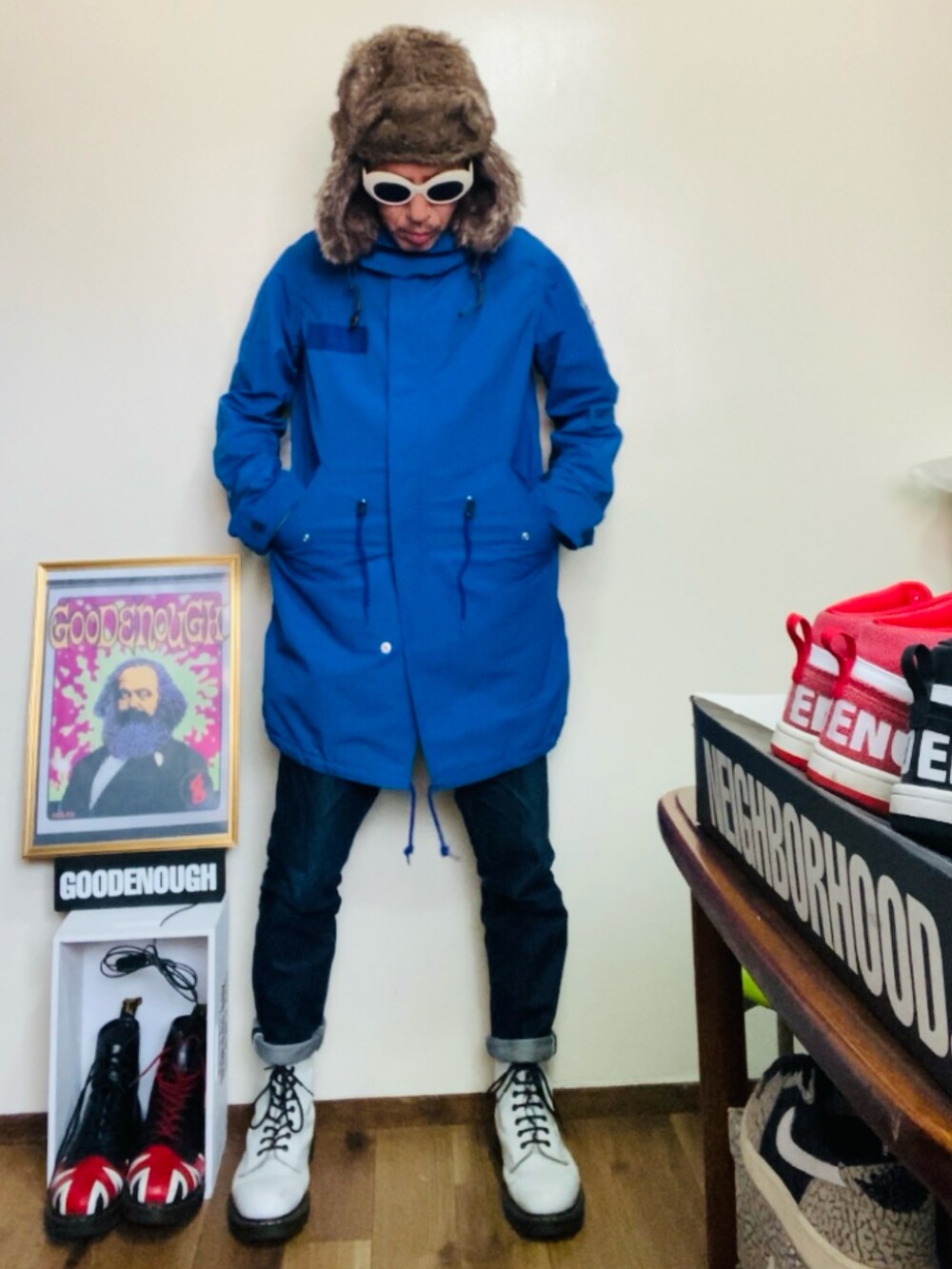 UNIFORM　EXPERIMENT　コヨーテファー　モッズジャケット　アウター uniform experiment - uniform experiment モッズコート 藤原ヒロシ
