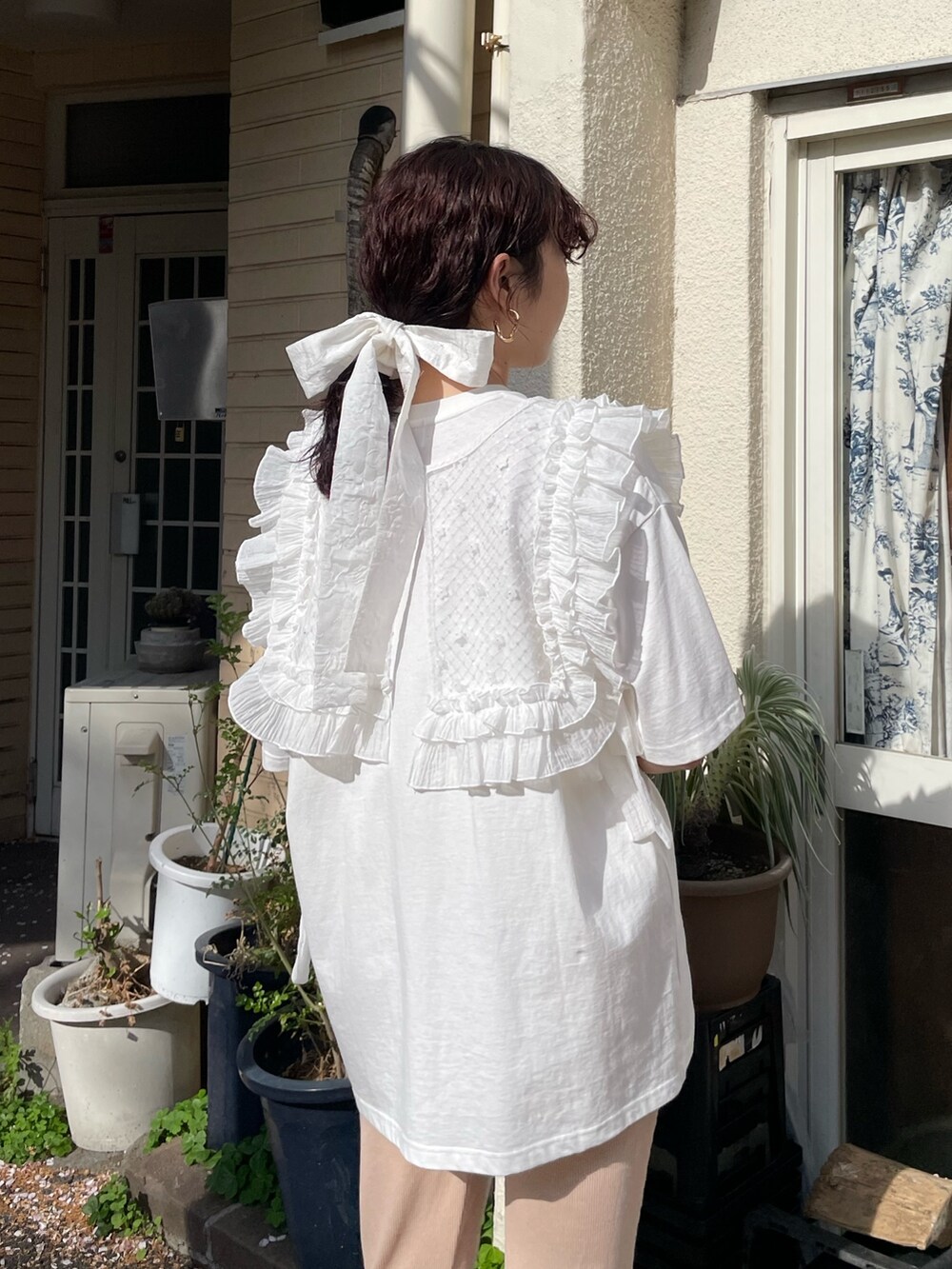 MICALLE MICALLE 異素材リメイクバイカラーフリル襟ジャージ 個性的