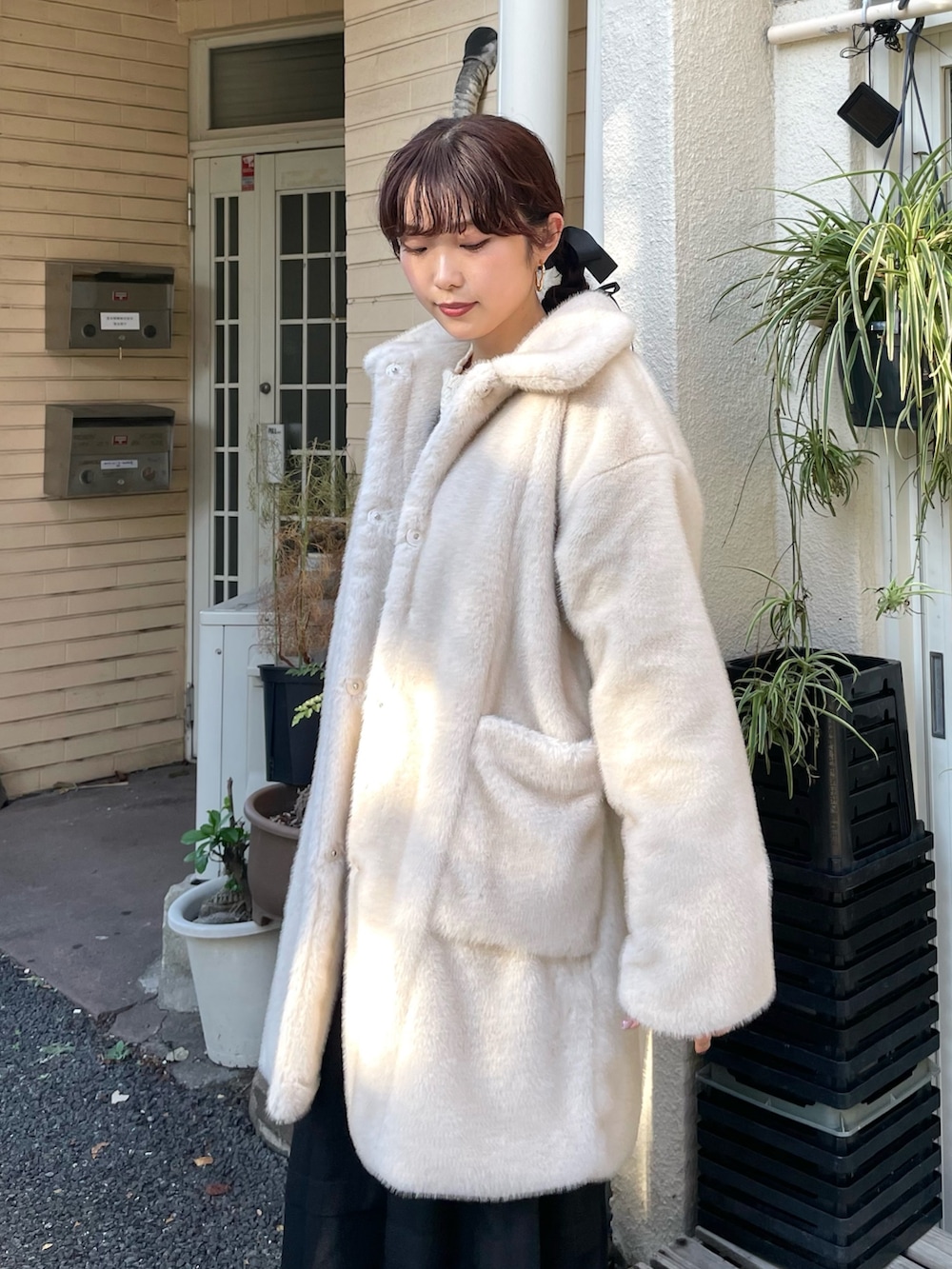 美品♡メリージェニー♡ファーもこもこコート♡ merry jenny（毛皮/ファーコート ・ ピンク/桃色系）のフリマ