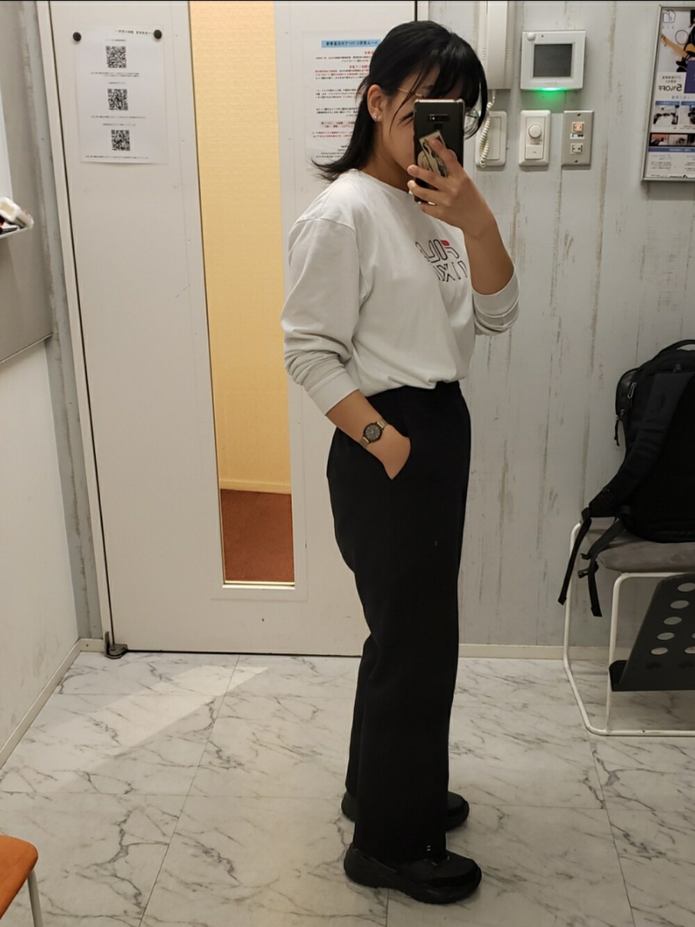 「FILAのアイテム（トップス、ホワイト系）」を使った、yukifashioさん（レディース・153cm）の春コーディネートの2枚目の写真