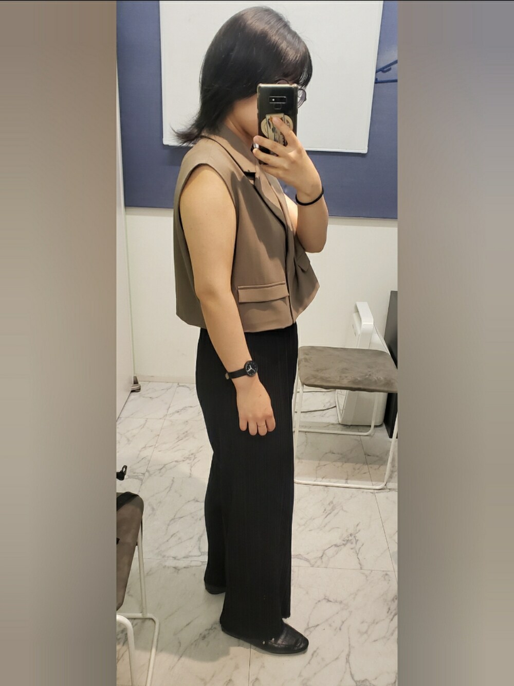 「UNIQLOのアイテム（パンツ、ブラック系）」を使った、yukifashioさん（レディース・153cm）の夏コーディネートの3枚目の写真