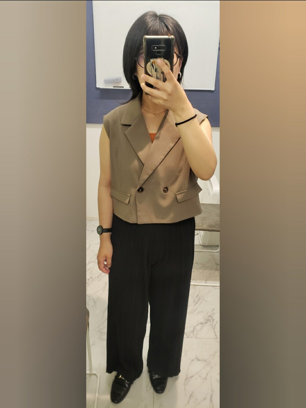 「UNIQLOのアイテム（パンツ、ブラック系）」を使った、yukifashioさん（レディース・153cm）の夏コーディネートの2枚目の写真
