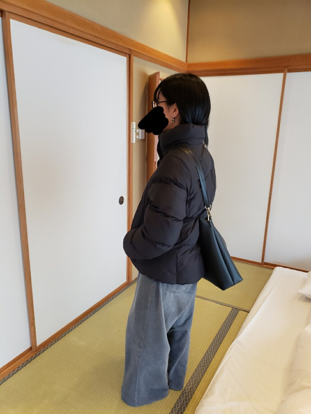 「GUのアイテム（ダウンジャケット/コート、ブラック系）」を使った、yukifashioさん（レディース・153cm）の秋コーディネートの2枚目の写真