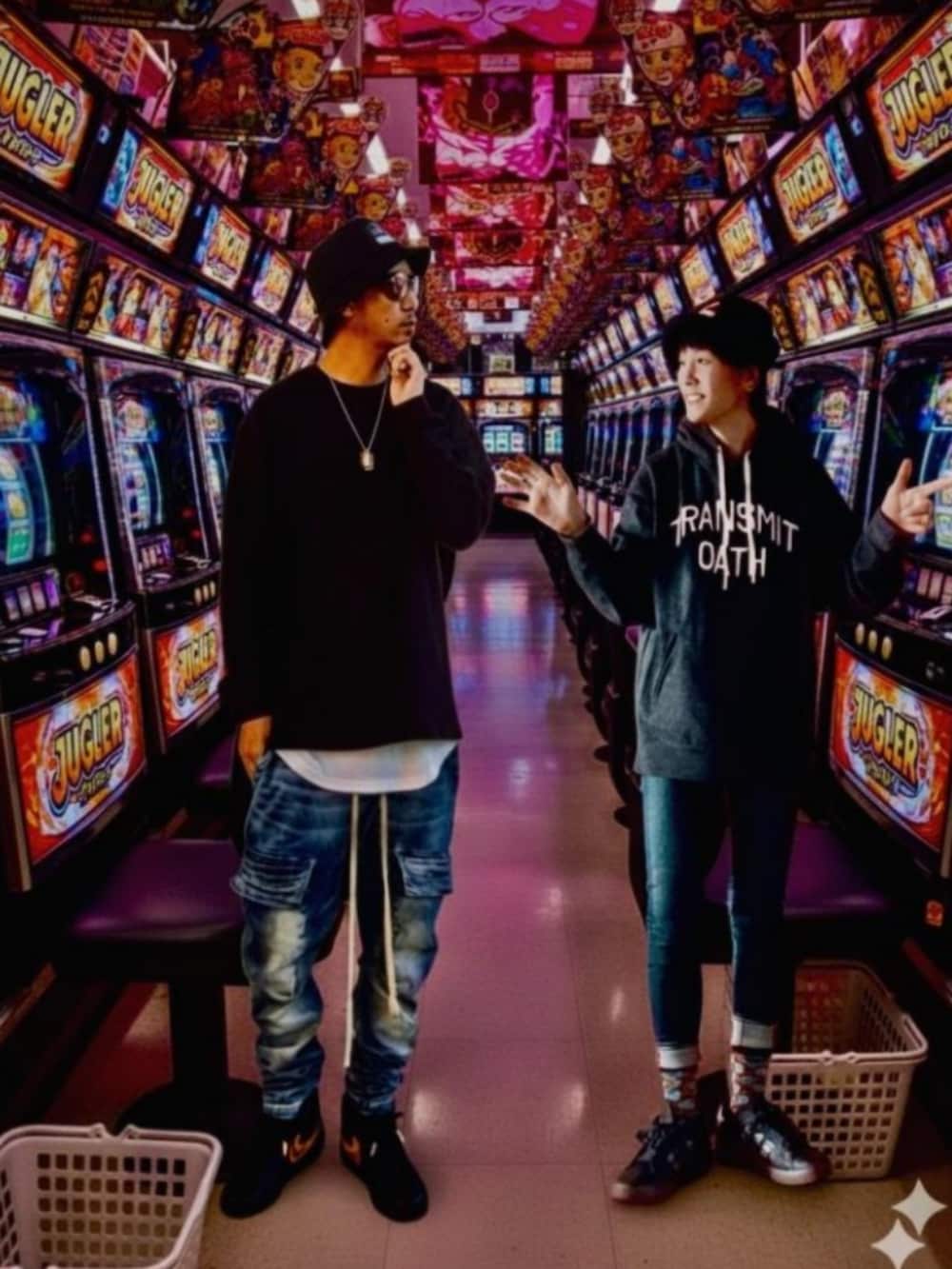 ブラック系のTシャツ/カットソー、ブルー系のデニムパンツ、ブラック系のスニーカーを着用したメンズの冬コーディネートの3枚目の写真