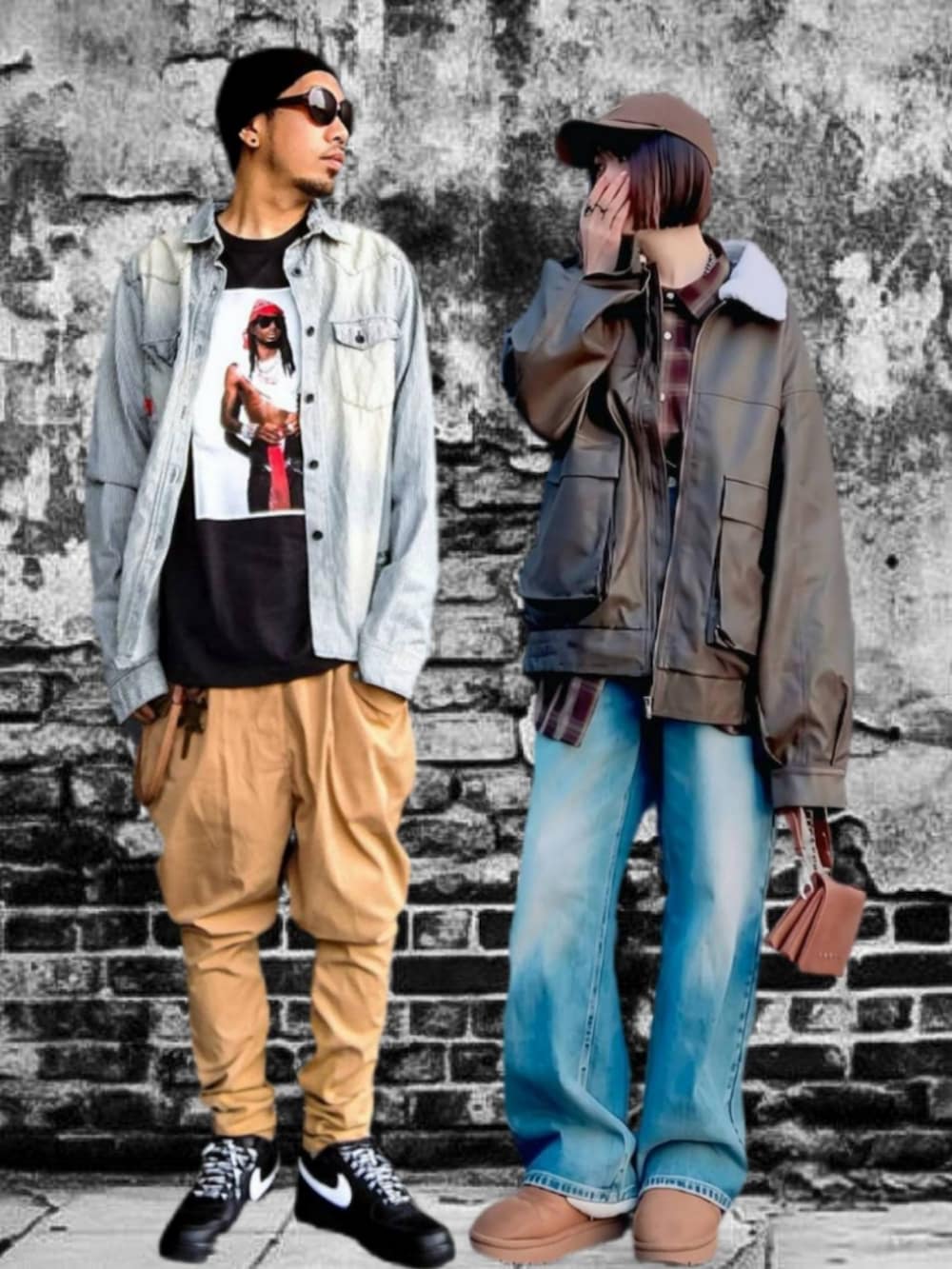 ブルー系のシャツ/ブラウス、ブラック系のTシャツ/カットソー、ベージュ系のその他パンツを着用したメンズの春コーディネートの2枚目の写真